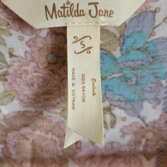 Matilda Jane Floral Front Button Ruffle Midi Dress Just For A Moment Small - Picture 14 of 14